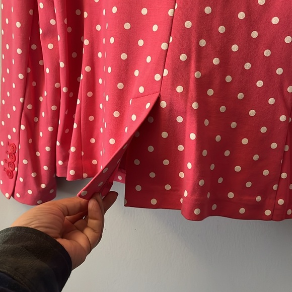 Talbots Pink White Polka Dot Single Breast 2 Button Blazer Size M Petite MP - Picture 8 of 14